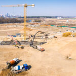 Panoramic,Aerial,View,Of,Construction,Site,And,House,Foundation,In